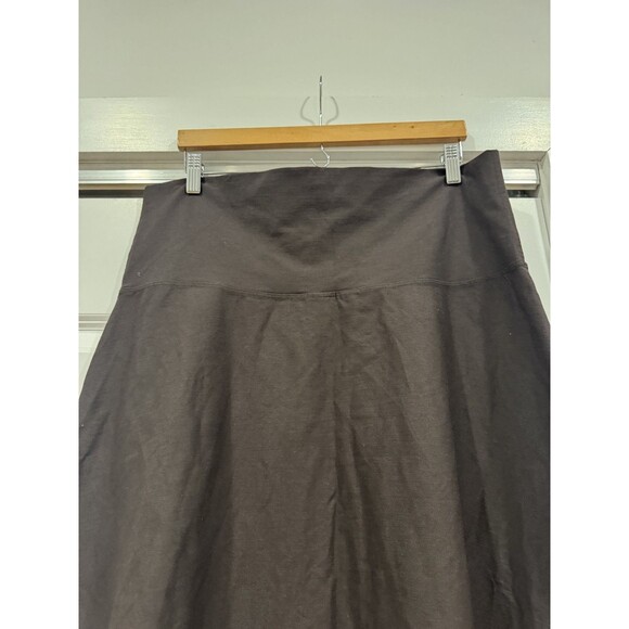 Eileen Fisher Womens Black L Nylon Wide Flare Stretch Skirt Pull On Elastic US - Picture 2 of 7